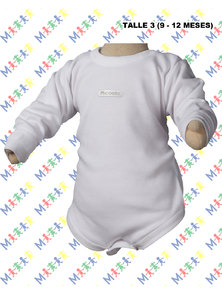 BODY BEBE M/L INTERLOCK BLANCO. TALLE 9-12 M