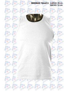 REMERA NIÑO SIN MANGA BLANCA ALGODON TALLE 6