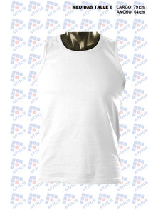 REMERA ADULTO SIN MANGA BLANCA ALGODON TALLE 6