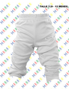 PANTALON BEBE INTERLOCK BLANCO CON PUÑO TALLE 3