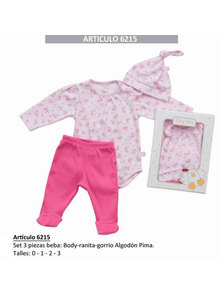 SET X 3 BEBA BODY-RANA-GORRO TALLES 0 AL 3