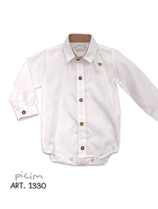 BODY-CAMISA BEBE M/L LISO TALLE 3 A 9 MESES