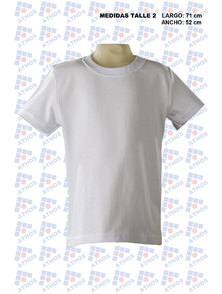 REMERA ADULTO MANGA CORTA ALGODON BLANCA T 2