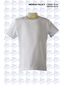 REMERA ADULTO MANGA CORTA ALGODON BLANCA T 6