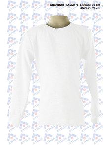 REMERA NIÑO MANGA LARGA BLANCA ALGODON TALLE 1