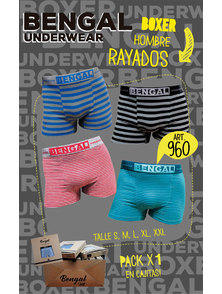 BOXER HOMBRE RAYADO TALLE S AL XL