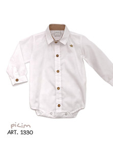 BODY-CAMISA BEBE M/L LISO TALLE 3 A 9 MESES