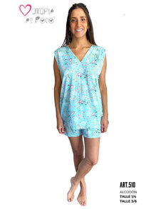 PIJAMA DAMA SIN MANGA ESTAMPADO TALLE 5 Y 6