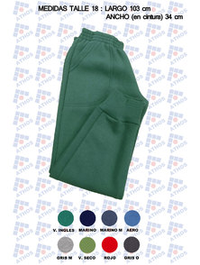 PANTALON NIÑOS FRISA COLOR CON PUÑO TALLE 18