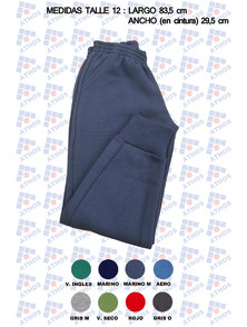 PANTALON NIÑOS FRISA COLOR CON PUÑO TALLE 12